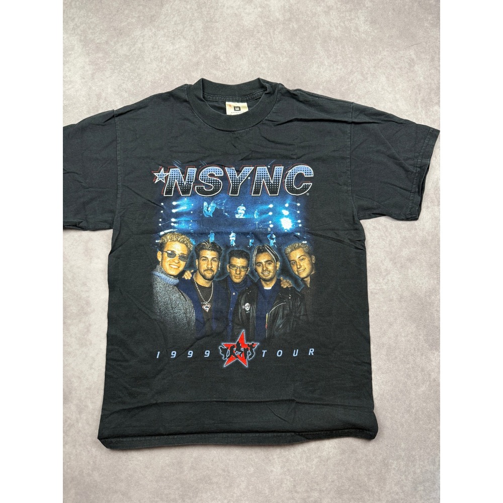 VTG NSYNC 1999 Tour Shirt Adult M Black Winterland Boy Band Graphic Tee Concert
